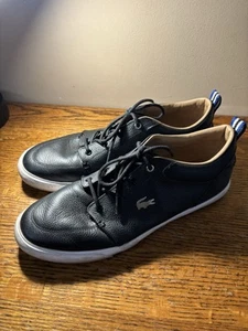 Lacoste Men's Bayliss Leather Logo Sneakers Sz 10.5 Black 7-37CMA0073312 - Picture 1 of 7
