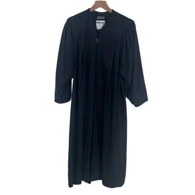 Vintage Black Real Silk Academic Choir Regalia Gown Robe Elegant Graduation - Image 1 of 4