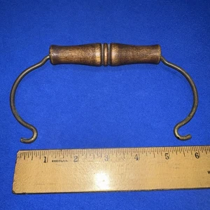 Vintage Pail Berry Bucket Handle Brass Wire & Wood Grip Replacement Part - Picture 1 of 10