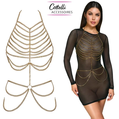 Body Chain Oro Cottelli ACCESSOIRES – Gioiello Corpo Regolabile 3 Ganci Lingerie - Immagine 1 di 4