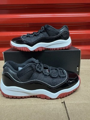 PS tamanho 12C - Nike Jordan 11 retrô baixo PS criado preto Varsity vermelho branco FV5116-006 - Imagem 1 de 4