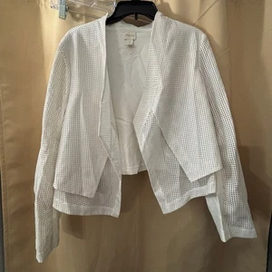 Chico’s Size 2 White Mesh Open Front Jacket Blazer Lightweight Layer - Bild 1 von 3
