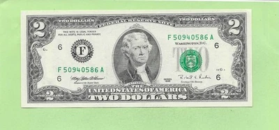 1995 ..UNCIRC $2  F 5094 0586 A  .... 1995 $2  F-A      NICE NOTE     FRN - Image 1 of 2