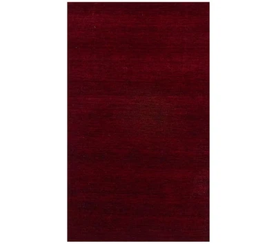 Maroon Red Solid Design Hand-Loomed 3X5 Gabbeh Wool Rug Oriental Carpet - Image 1 of 4