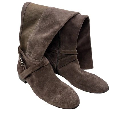 Antonio Melani Boots Size 7.5 Brown Suede & Fabric Flat Over the Knee Stretch - Image 1 of 4
