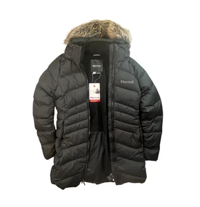 Marmot Women's Coat XS Montreal Black Zip off Faux Fur Trim Hood 700 Fill Down - Picture 1 of 14