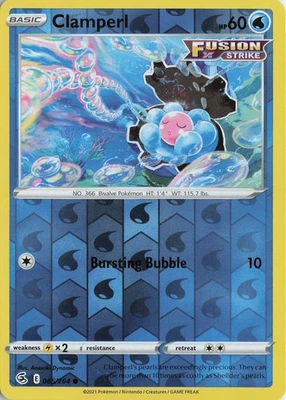 Clamperl Reverse Holo Common – SWSH08: Fusion Strike #065/264 Pokémon TCG - Image 1 of 2