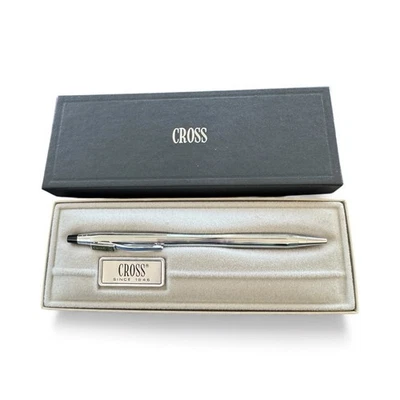 Bolígrafo Cross Vintage Plateado Nuevo en Caja Hecho en EE. UU. Raro Coleccionable Foto 1 de 4