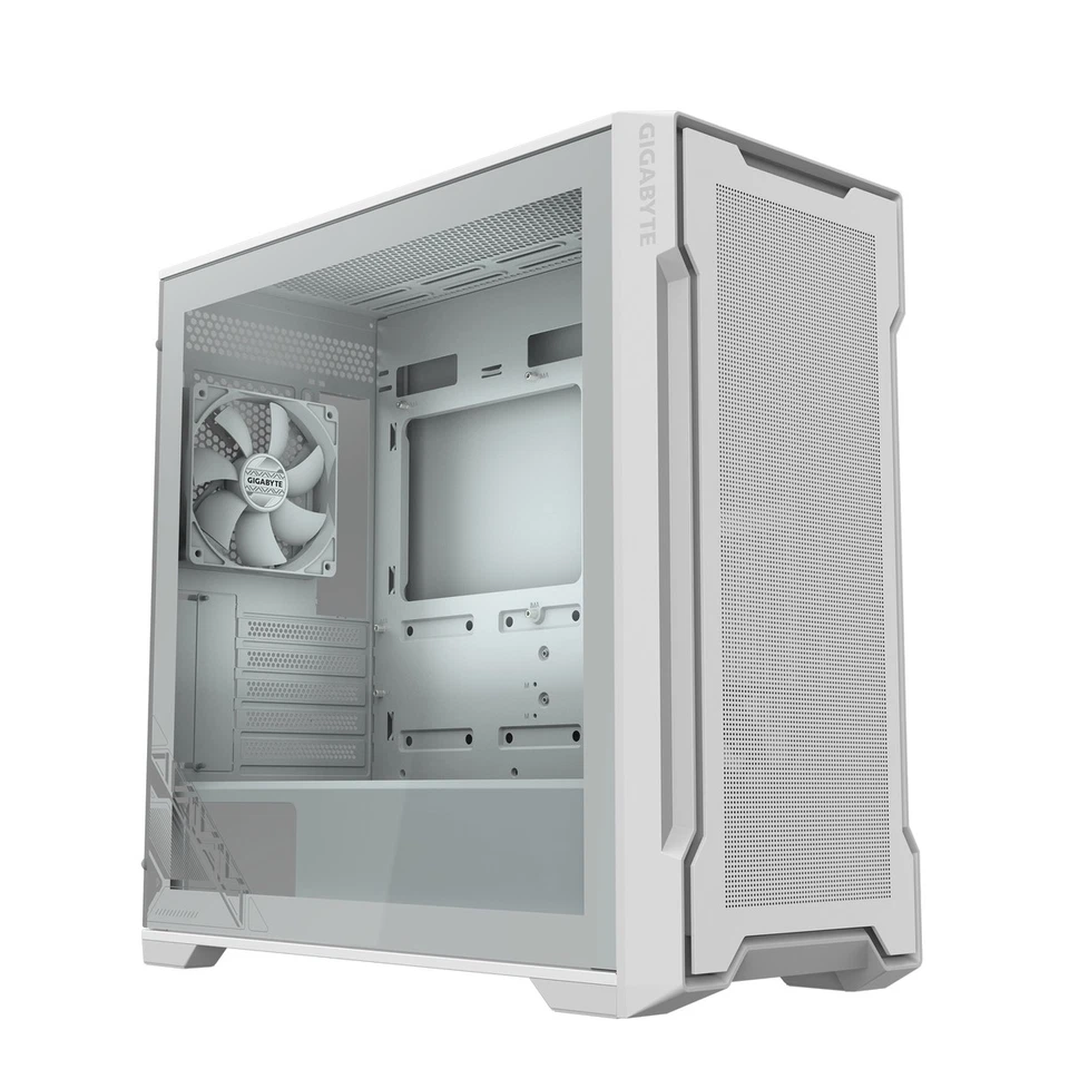 GIGABYTE C102 GLASS Midi Tower PC White Mini-ATX Glass Plastic Steel Gaming - Image 1 of 1
