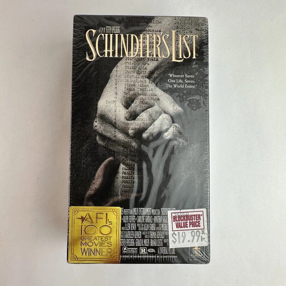 Schindlers List VHS Steven Spielberg Blockbuster Tag NEW Sealed (Ships In A Box) Foto 1 de 4