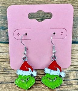Hypoallergenic Dangle Earrings Christmas Santa Hat Grinch Cute RTS - Picture 1 of 1