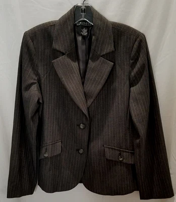 DIALOGUE NWTGS CAREER BUTTON DOWN BLAZER GREY, BLUE, BROWN & GREEN SIZE 8 #2399 - Image 1 of 4