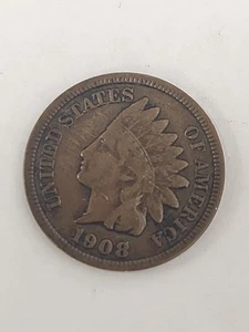 UNDER WHOLESALE BID- SCARCE 1908 S GOOD INDIAN HEAD CENT - Picture 1 of 2