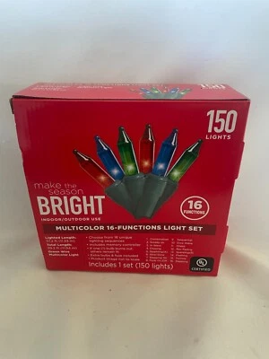 150 Count - 16 Function Multicolored Mini Christmas Lights Indoor/Outdoor. - Image 1 of 4