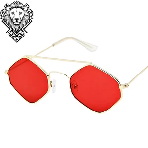 Unisex Stylish Diamond Shape Luxury Fashion Wear Red Lens Metal Frame Sunglasses - Foto 1 di 7
