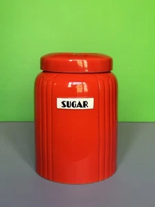 Vintage Hall China 2qt Canister RADIANCE - Chinese Red~Art Deco~Hard To Find - Picture 1 of 15