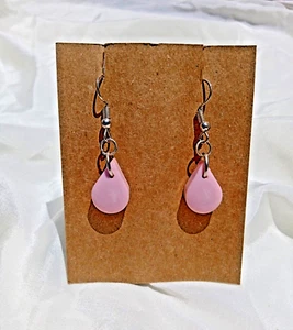 resin drop earrings | handmade | unique pink dangal drop teardrop shap earrings - Picture 1 of 2