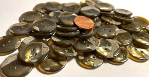 8 Vtg NOS Golden Olive & Gray Pearlized 2-hole Plastic Buttons 13/16" 20mm 13604 - Picture 1 of 5
