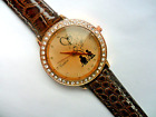 SALE  Unusual Lovers Faceted Crystal Faced Quartz Watch Brown Strap