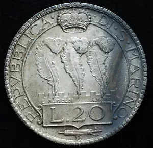1932 San Marino 20 LIRE QFDC - Picture 1 of 2
