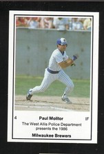 Paul Molitor--Milwaukee Brewers--1988 Police Baseball Card
