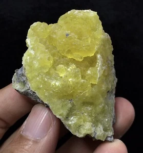 Yellow Brucite Specimen On Matrix From Baluchistan Pakistan - Picture 1 of 8