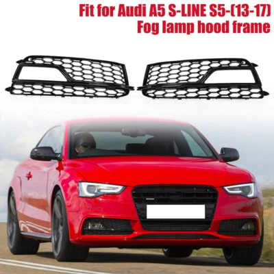 Cubierta de rejilla de luz antiniebla delantera 2 piezas parrilla panal para AUDI S5 A5 SLine 2013~2016 Foto 1 de 4