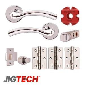 Jigtech Solar Quick Fit Door Handle Pack Internal Lever Round Rose JTF1200, 1000 - Picture 1 of 2