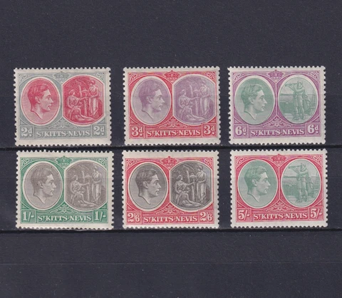 ST. KITTS & NEVIS 1938, SG# 71-77, CV£180, Ordinary Perf 13×12, part set, MH/MNH Cover