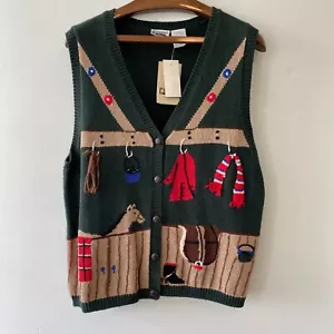 Vintage Capacity Knit Sweater Vest Size XL Horse Barn New Deadstock - Picture 1 of 6