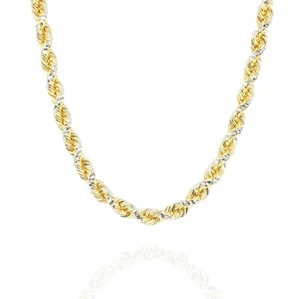 "Collar de cadena de cuerda para hombre oro 14K sobre plata 925 Italia cadena 18"" 20" - Imagen 1 de 1