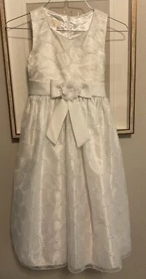 AMERICAN PRINCESS Lil Girls Sz 7 White Embroidered Puffy Lined Party Dress - Image 1 of 4