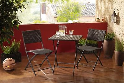 Polyrattan Bistroset schwarz, Tisch + 2 Stühle, Gartenmöbel Balkonmöbel Set - Bild 1 von 4