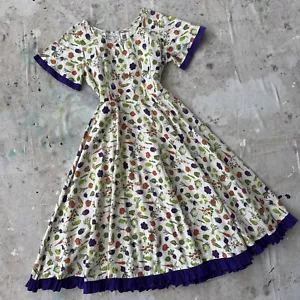 Vestido de solero vintage de algodón con estampado de verduras de los años 40 para adolescentes - Imagen 1 de 10