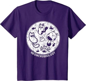 Cute Cat Distressed Bacteria Microbiology Science Lab Youth Unisex T-shirt - Picture 1 of 6