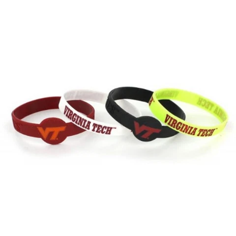 Virginia Tech Hokies Silicone Bracelets 4 Pack Thin [NEW] NCAA Jewelry Bracelet Cover