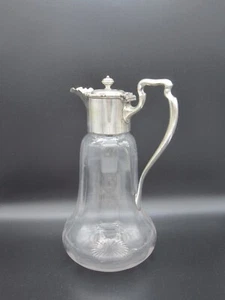 Karaffe Glaskaraffe mit Silbermontierung Biedermeier Wein Krug, Wasserkaraffe - Bild 1 von 15