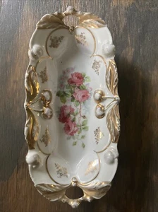 Antico piatto sedano IPF Germania - bordo oro floreale - Foto 1 di 3