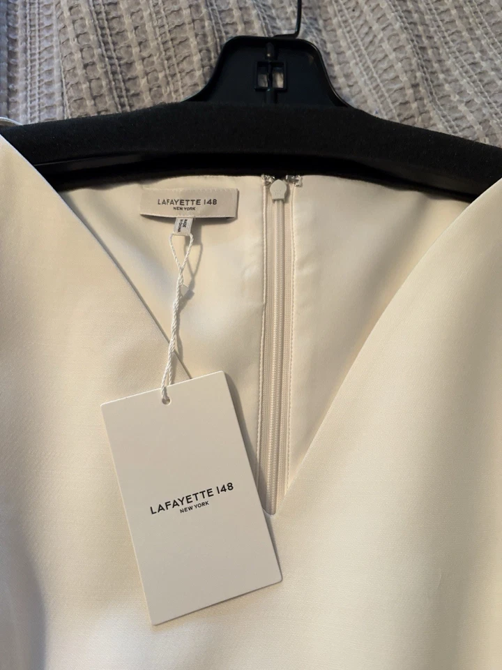 Never Worn Size2 Lafayette 148 White Dress. Perfect Condition. Classic Look - Image 1 of 4