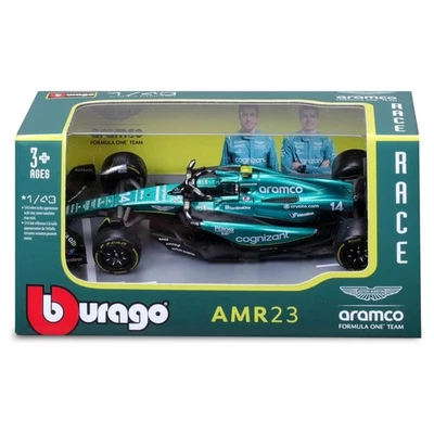 Bburago Formula F1 1:43 Scala Alonso Aston Martin 2023 AMR23 Diecast Gara Auto - Immagine 1 di 4
