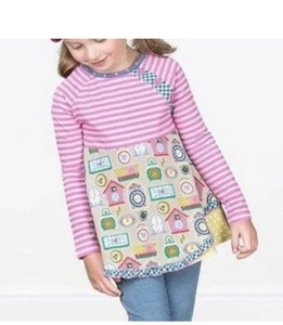 Matilda Jane In Disguise Swing Long Sleeve Striped Pink Clock Top Size 10 - Picture 1 of 10