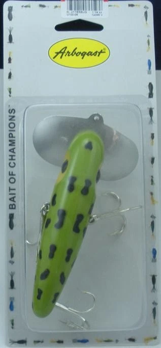 Arbogast 4 1/2" Jitterbug XL 1 Oz Fushing Lure Frog White Belly G700-06