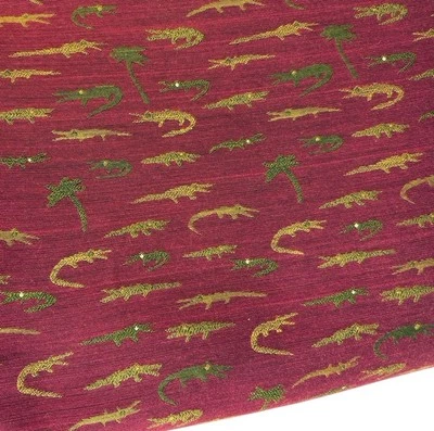 Tela Pesada Rojo Oro CAIMANES Palmeras 4 yardas Costura Tapicería Cambray 55" Foto 1 de 4