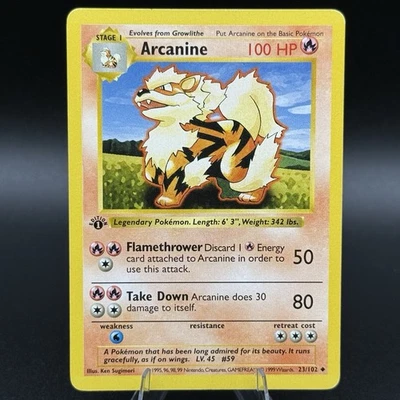 Arcanine 1st Edition #23/102 (Shadowless) Pokemon TCG Base Set LP - Image 1 of 4