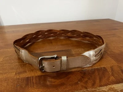 Cinturón Express Mujer Cuero Genuino Marrón Trenzado Mediano Foto 1 de 4