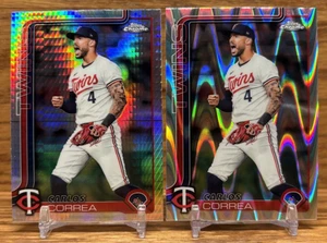CARLOS CORREA Prism & RayWave Refractor LOT | 2025 Topps Chrome TWINS #204 - Picture 1 of 2