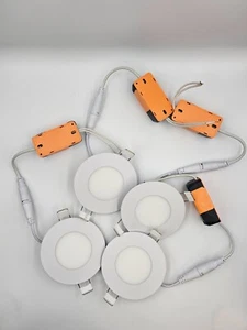 4pc 3W 3000K LED Ceiling Panel Light Round Downlight Cabinet Flat Lamp--NEW - Picture 1 of 3