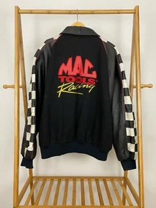 RARE VTG iDentity Mac Tools Racing Checkered Quilted Lined Bomber Jacket XL  - Picture 1 of 12