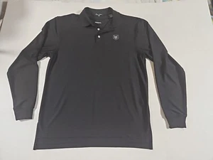 BYRON NELSON Polo Golf Shirt M Black Stripe Long Sleeve Polyester. H2 - Picture 1 of 6