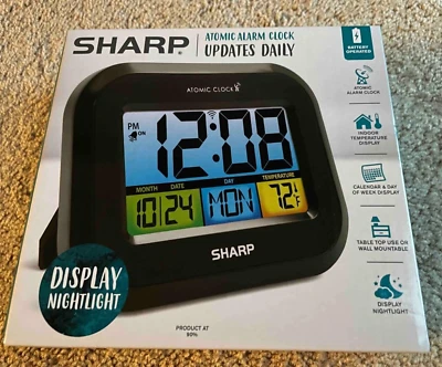 Atomic Digital Alarm Clock Battery Operated SelfSetting Digital Wall or Desk NEW - Image 1 of 4